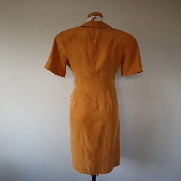 Vintage Yellow Orange Silk Gillian Wrap Dress Size 2 - Picture 10 of 13